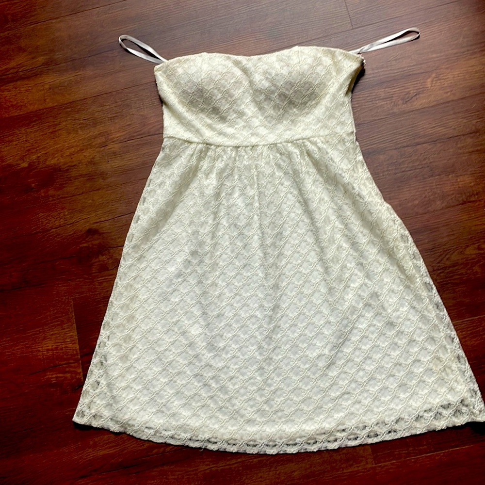 Off white lace strapless dress